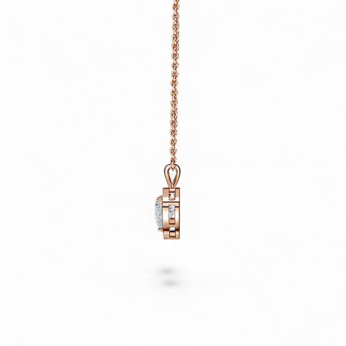 18K Rose Gold Heart - Shaped Lab Grown Diamond Halo Pendant Necklace 1.0 - 3.0ct - Triple
