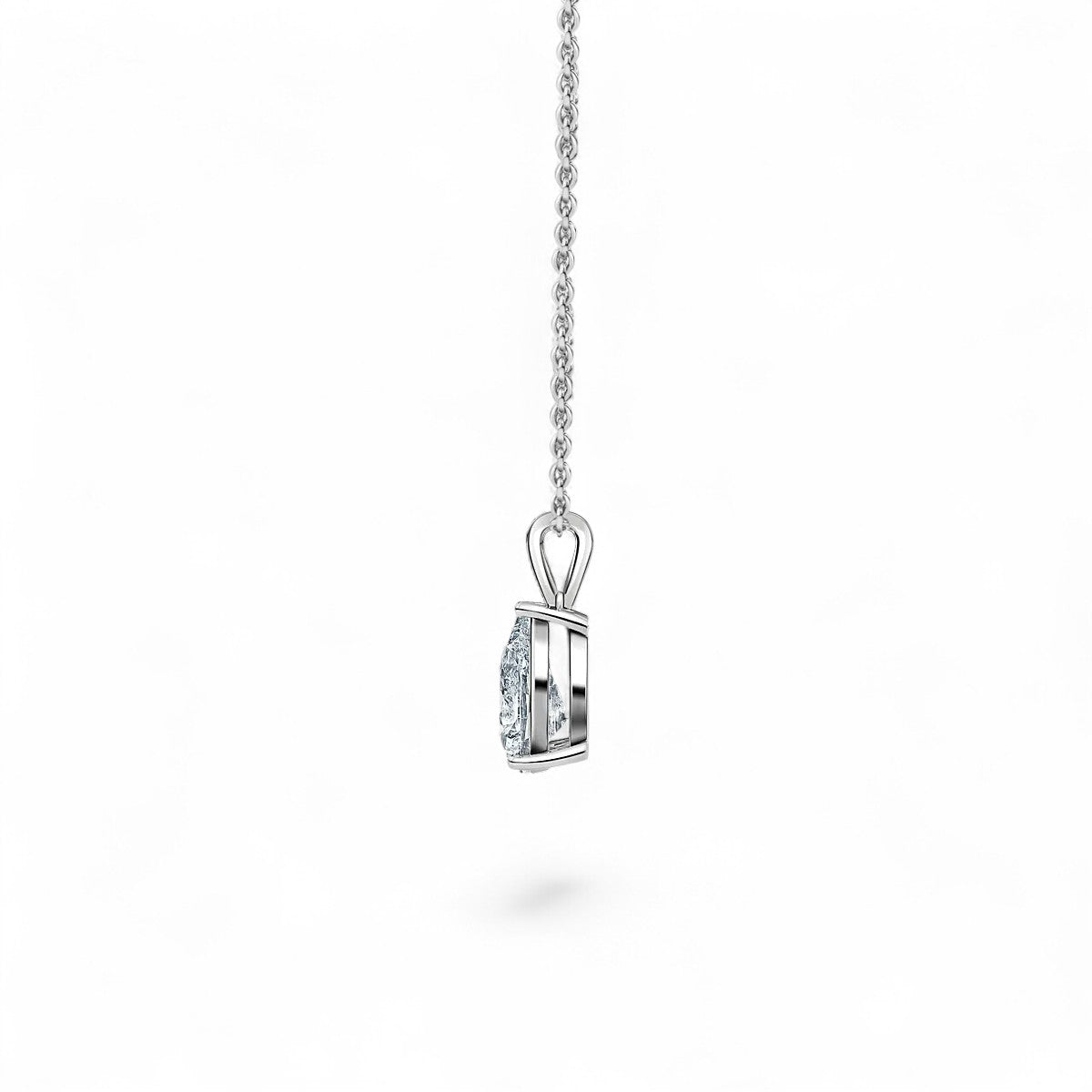 18K Rose Gold Pear Cut Lab Grown Diamond Pendant Necklace 1.0 - 3.0ct - Triple