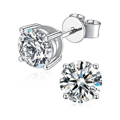 18K White Gold 4 Prong Lab Grown Diamond Stud Earrings 1.0 - 3.0ct - Triple