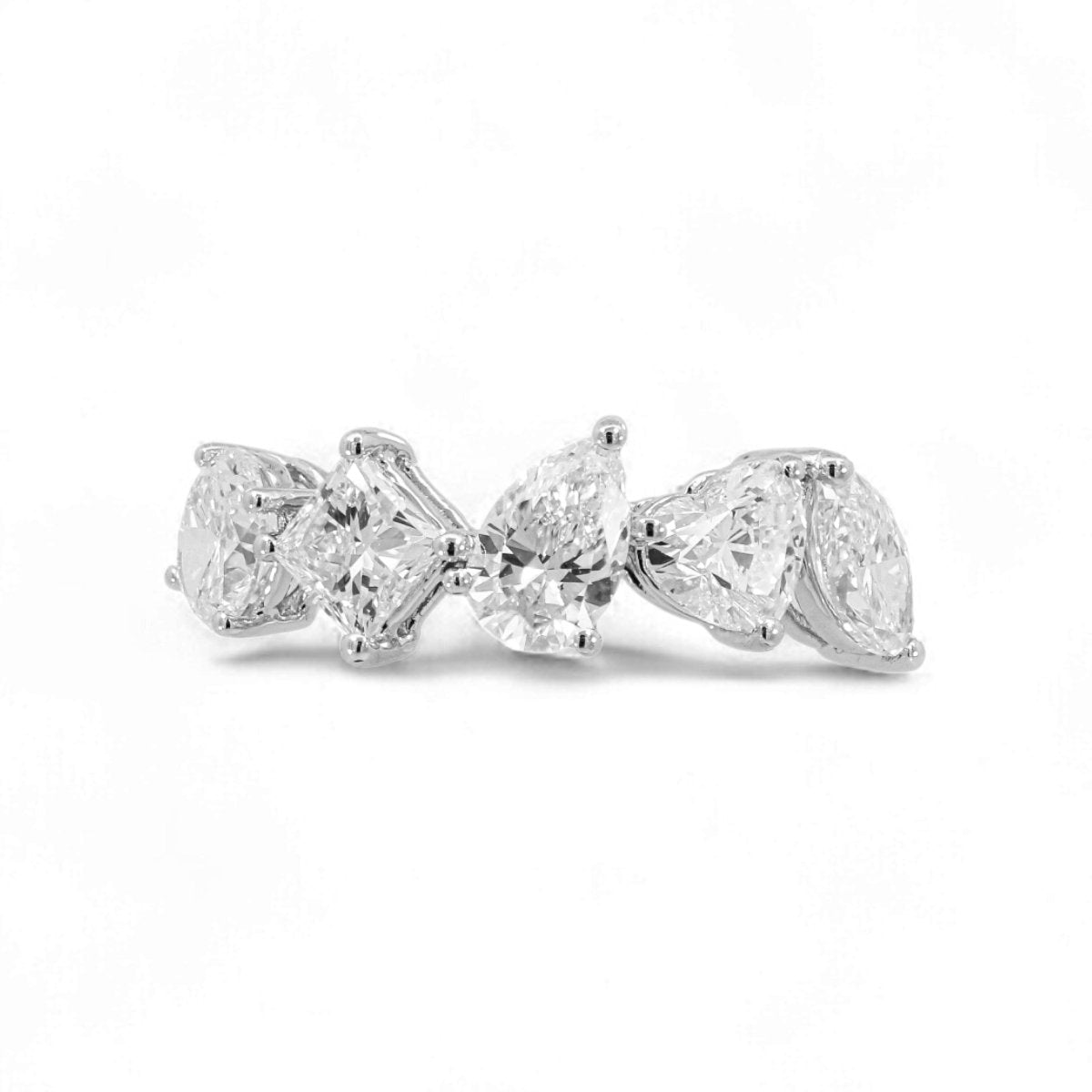 18K White Gold 5 Stone Fancy Shape Lab Grown Diamond Eternity Ring 1.5 - 2.5ct - Triple