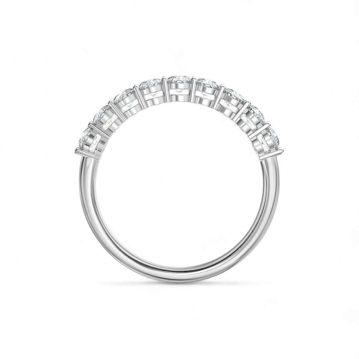18K White Gold 9 Stone Round Cut Lab Grown Diamond Half Eternity Ring 0.54 - 1.8ct - Triple