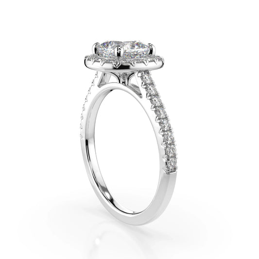 18K White Gold Cushion Cut Lab Grown Diamond Halo Engagement Ring 1.0 - 2.0ct - Triple