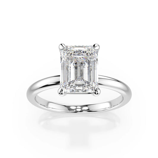 18K White Gold Emerald Cut Lab Grown Diamond 1.0 - 2.0ct - Triple