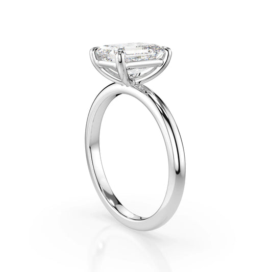 18K White Gold Emerald Cut Lab Grown Diamond 1.0 - 2.0ct - Triple