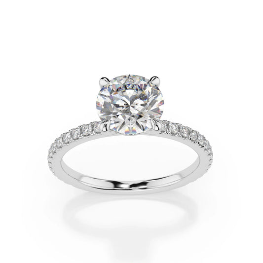 18K White Gold Harmony Round Brilliant Cut Lab Grown Diamond Engagement Ring 1.0 - 2.0ct - Triple