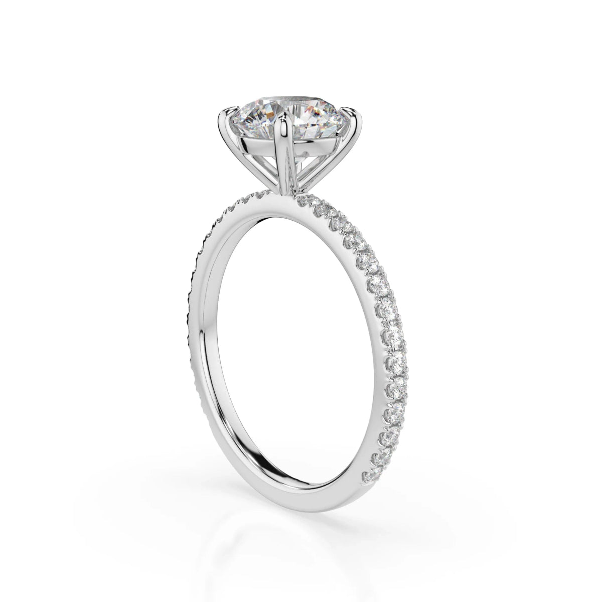 18K White Gold Harmony Round Brilliant Cut Lab Grown Diamond Engagement Ring 1.0 - 2.0ct - Triple