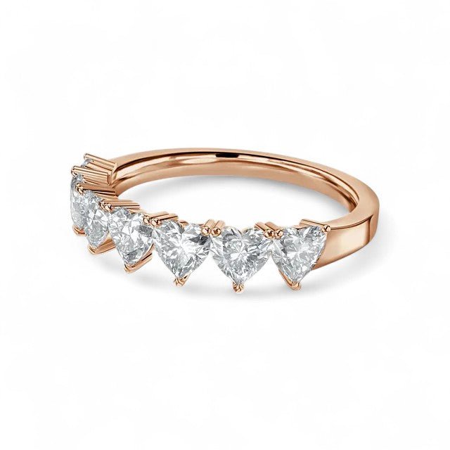 18K White Gold Heart - Shaped Lab Grown Diamond 7 Stone Half Eternity Ring 1.05 - 1.75ct - Triple