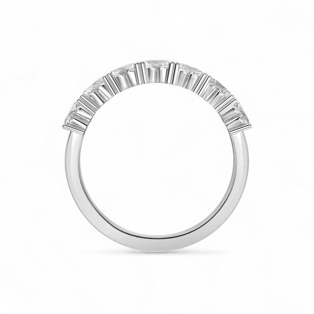 18K White Gold Heart - Shaped Lab Grown Diamond 7 Stone Half Eternity Ring 1.05 - 1.75ct - Triple