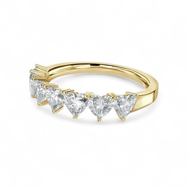 18K White Gold Heart - Shaped Lab Grown Diamond 7 Stone Half Eternity Ring 1.05 - 1.75ct - Triple