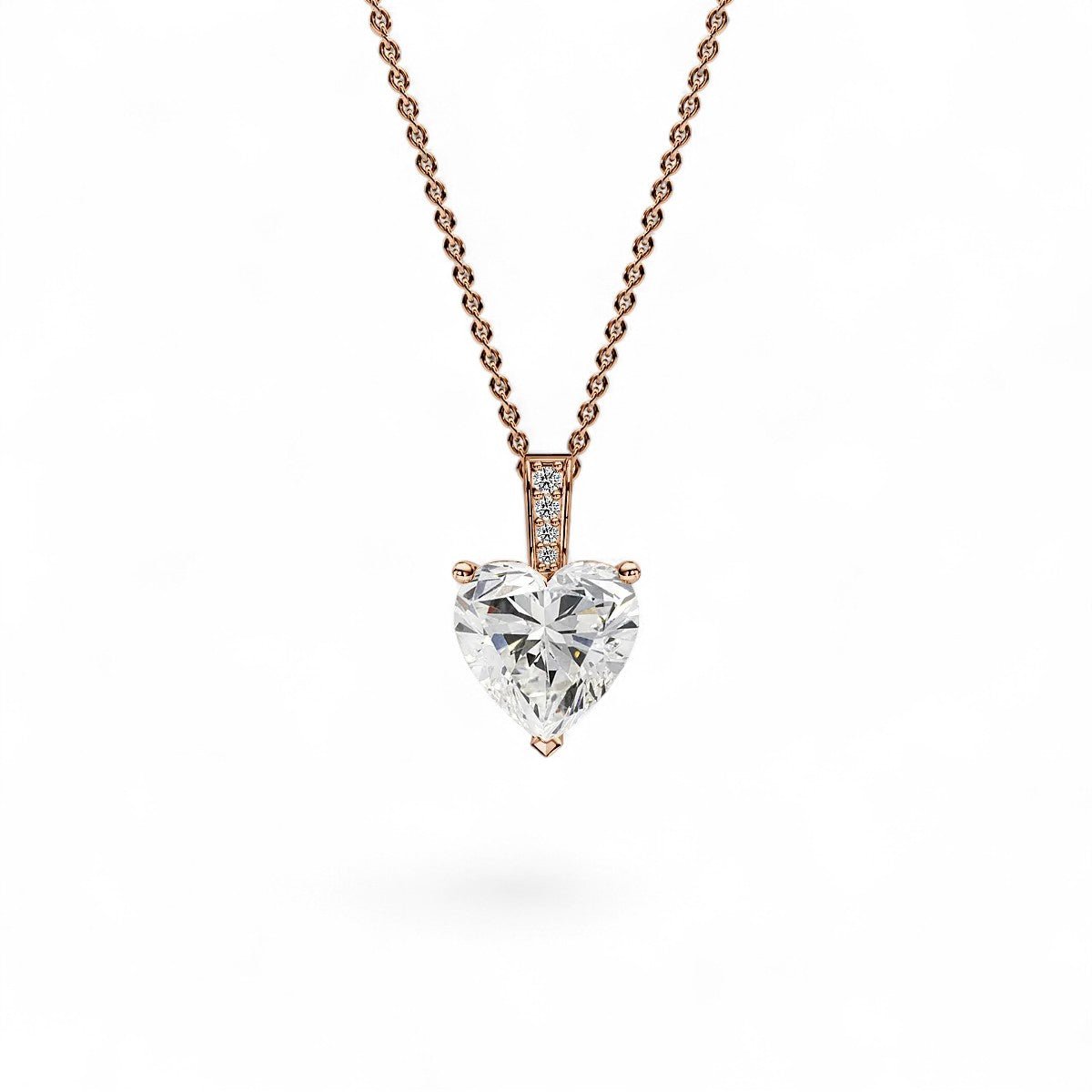 18K White Gold Heart - Shaped Lab Grown Diamond Necklace 1.0 - 3.0ct - Triple