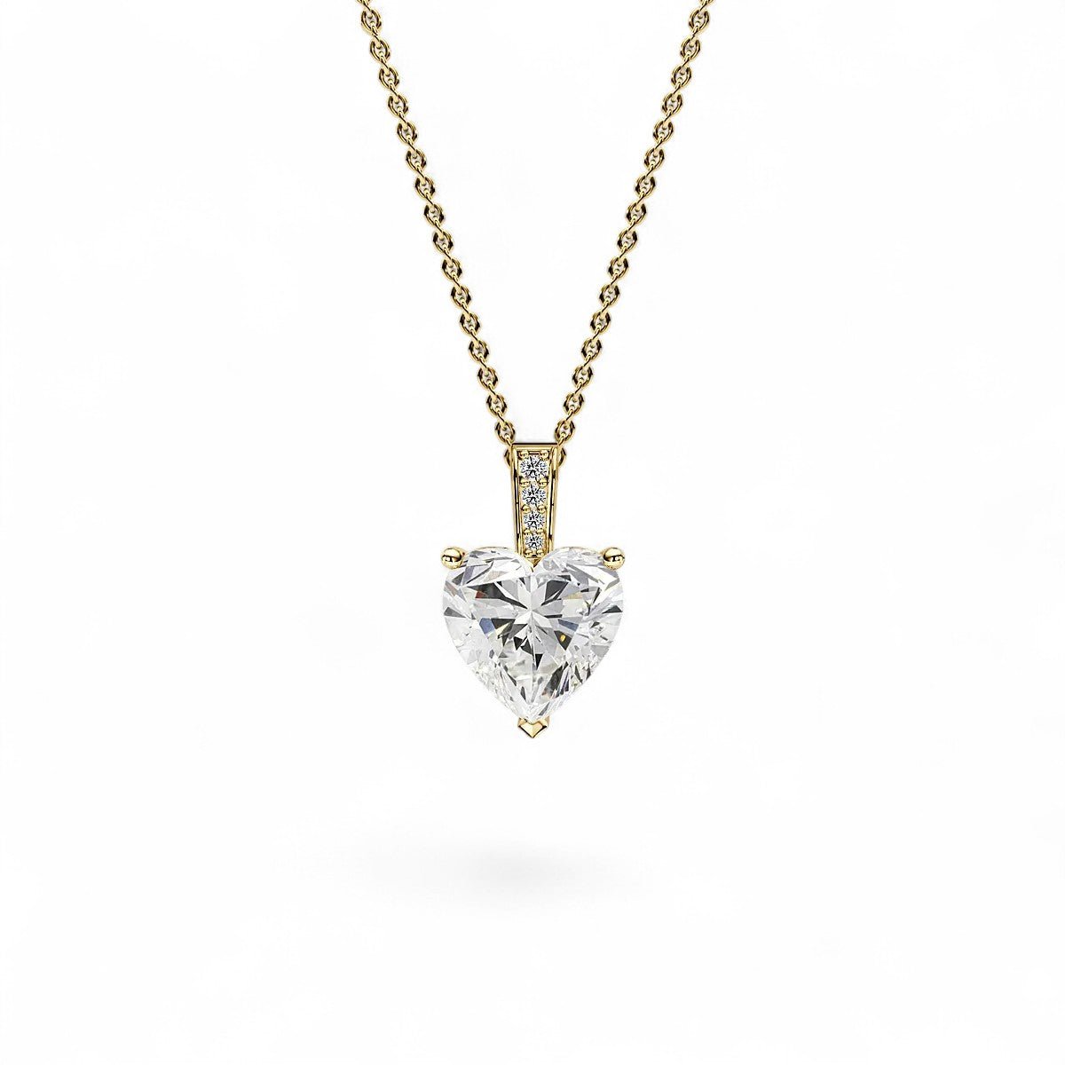 18K White Gold Heart - Shaped Lab Grown Diamond Necklace 1.0 - 3.0ct - Triple