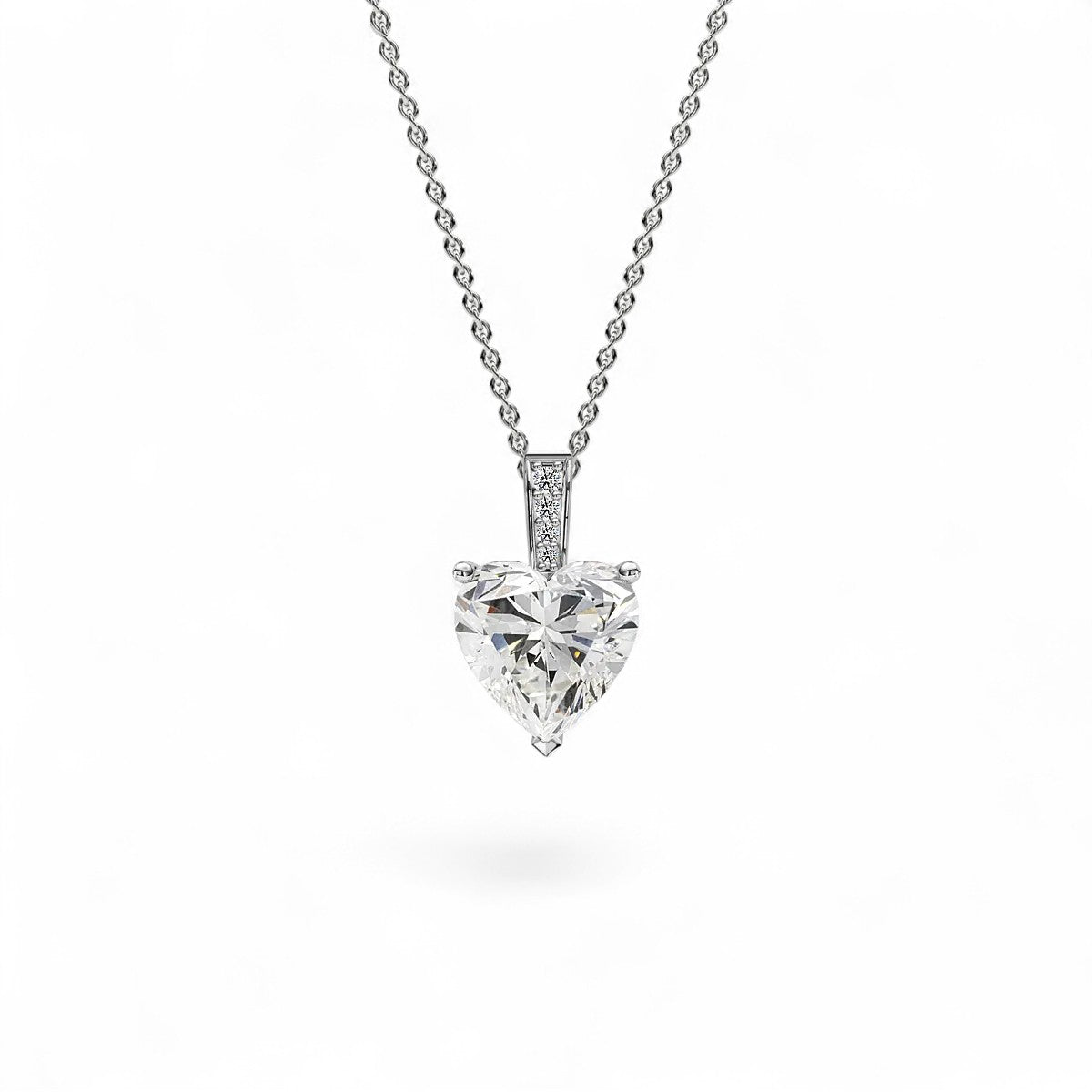 18K White Gold Heart - Shaped Lab Grown Diamond Necklace 1.0 - 3.0ct - Triple