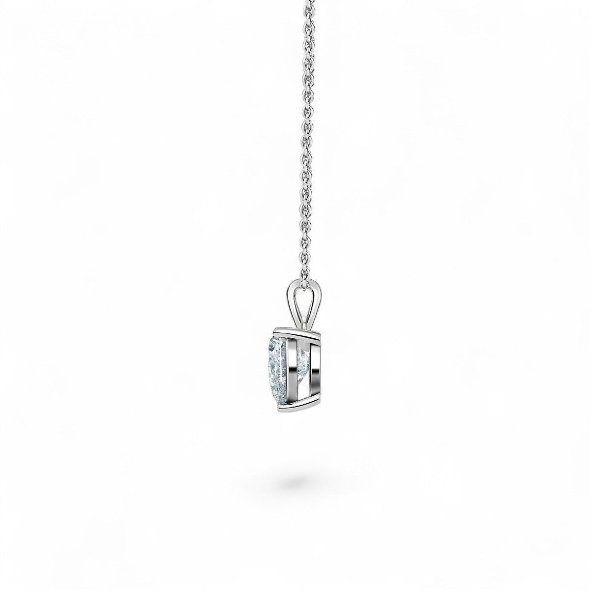 18K White Gold Heart - Shaped Lab Grown Diamond Necklace 1.0 - 3.0ct - Triple