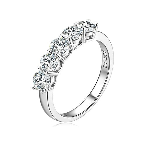 18K White Gold Lab Grown Diamond 5 Stone Half Eternity Ring 1.0 - 2.5ct - Triple