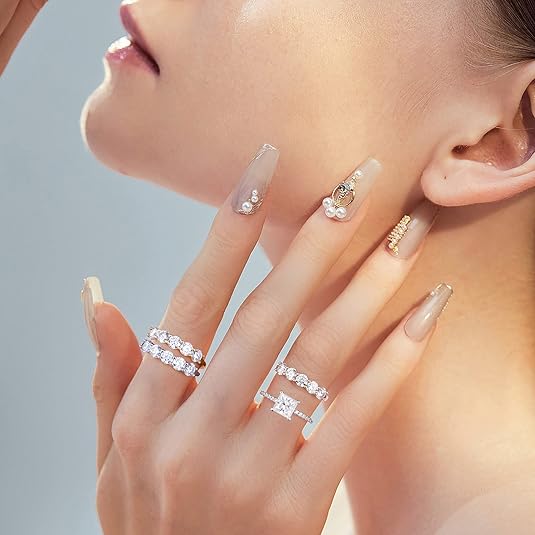 18K White Gold Lab Grown Diamond 5 Stone Half Eternity Ring 1.0 - 2.5ct - Triple