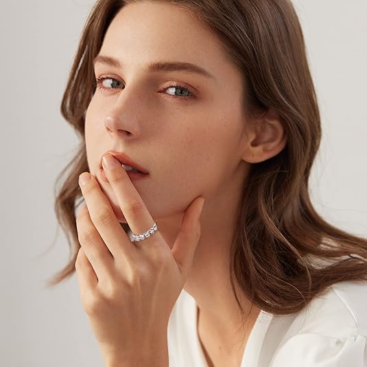 18K White Gold Lab Grown Diamond 5 Stone Half Eternity Ring 1.0 - 2.5ct - Triple