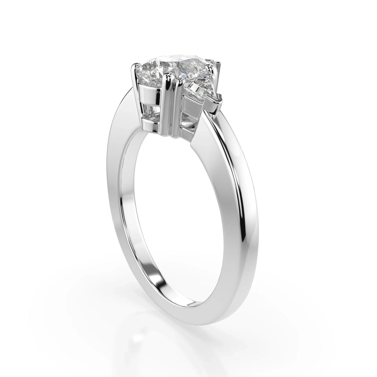 18K White Gold Pear Cut Lab Grown Diamond Engagement Ring - 1.0 - 2.0ct - Triple