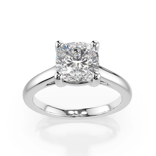 18K White Gold Radiance Cushion Cut Lab Grown Diamond Plain Band Engagement Ring 1.0 - 2.0ct - Triple
