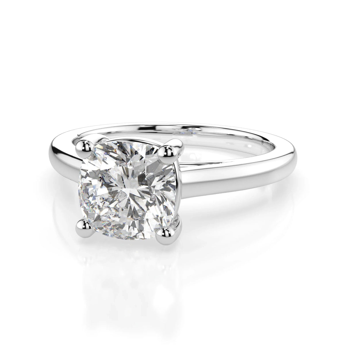 18K White Gold Radiance Cushion Cut Lab Grown Diamond Plain Band Engagement Ring 1.0 - 2.0ct - Triple