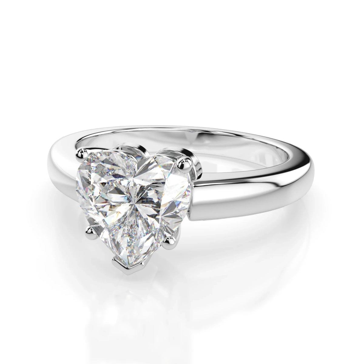 18K White Gold Radiance Heart Cut Lab Grown Diamond Plain Band Engagement Ring 1.0 - 2.5ct - Triple