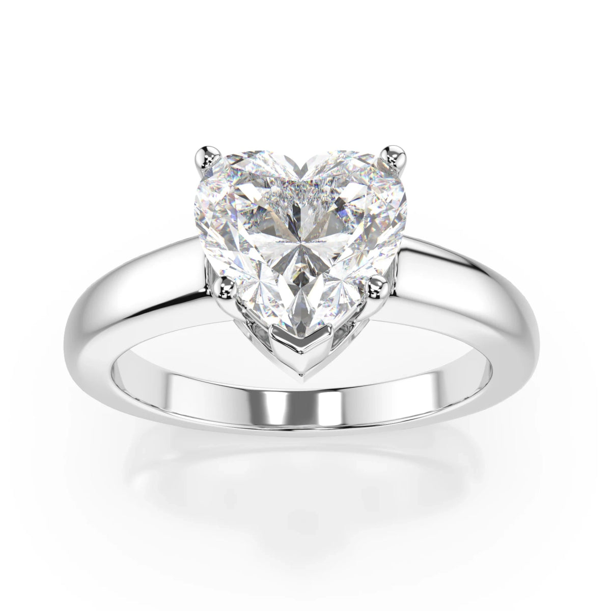 18K White Gold Radiance Heart Cut Lab Grown Diamond Plain Band Engagement Ring 1.0 - 2.5ct - Triple