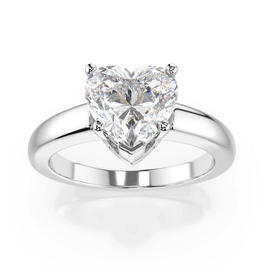 18K White Gold Radiance Heart Cut Lab Grown Diamond Plain Band Engagement Ring 1.0 - 2.5ct - Triple