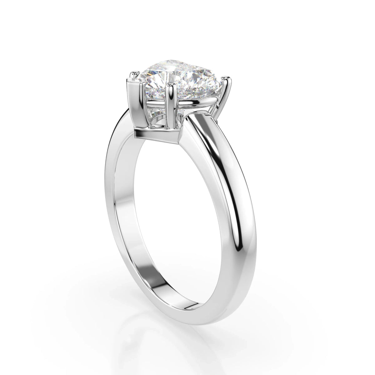 18K White Gold Radiance Heart Cut Lab Grown Diamond Plain Band Engagement Ring 1.0 - 2.5ct - Triple