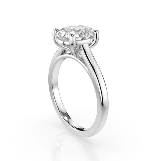18K White Gold Radiance Oval Cut Lab Grown Diamond Plain Band Engagement Ring 1.0 - 2.0ct - Triple