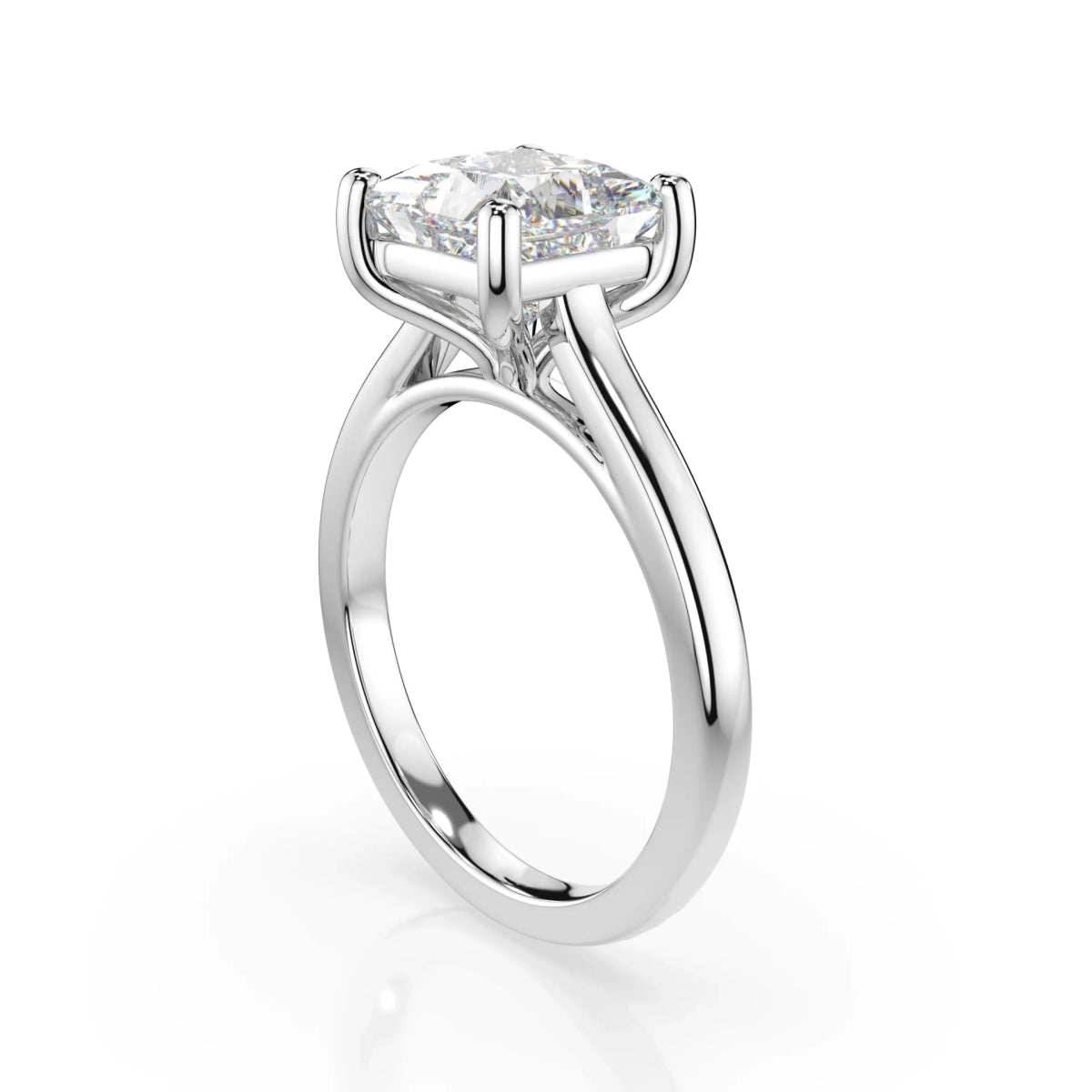 18K White Gold Radiance Princess Cut Lab Grown Diamond Plain Band Engagement Ring 1.0 - 2.0ct - Triple