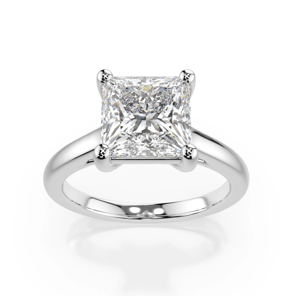 18K White Gold Radiance Princess Cut Lab Grown Diamond Plain Band Engagement Ring 1.0 - 2.0ct - Triple