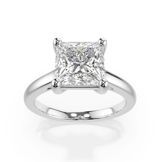 18K White Gold Radiance Princess Cut Lab Grown Diamond Plain Band Engagement Ring 1.0 - 2.0ct - Triple