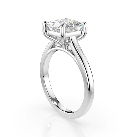 18K White Gold Radiance Princess Cut Lab Grown Diamond Plain Band Engagement Ring 1.0 - 2.5ct - Triple