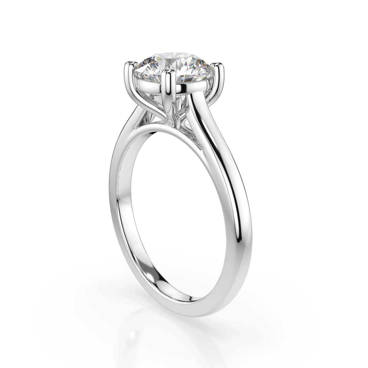 18K White Gold Radiance Round Lab Grown Diamond Solitaire Plain Band Engagement Ring 1.0 - 2.0ct - Triple