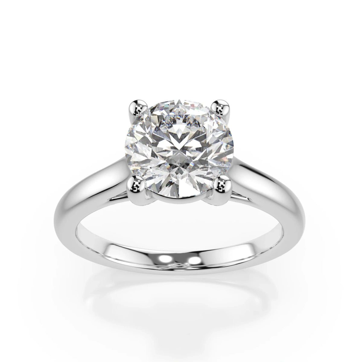 18K White Gold Radiance Round Lab Grown Diamond Solitaire Plain Band Engagement Ring 1.0 - 2.0ct - Triple