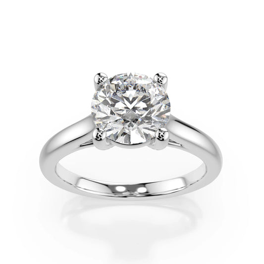 18K White Gold Radiance Round Lab Grown Diamond Solitaire Plain Band Engagement Ring 1.0 - 2.0ct - Triple