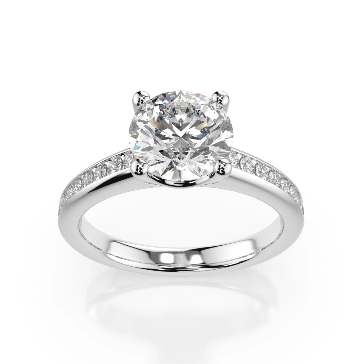 18K White Gold Round Brilliant Cut Lab Grown Diamond Engagement Ring - 1.0 - 2.0ct - Triple