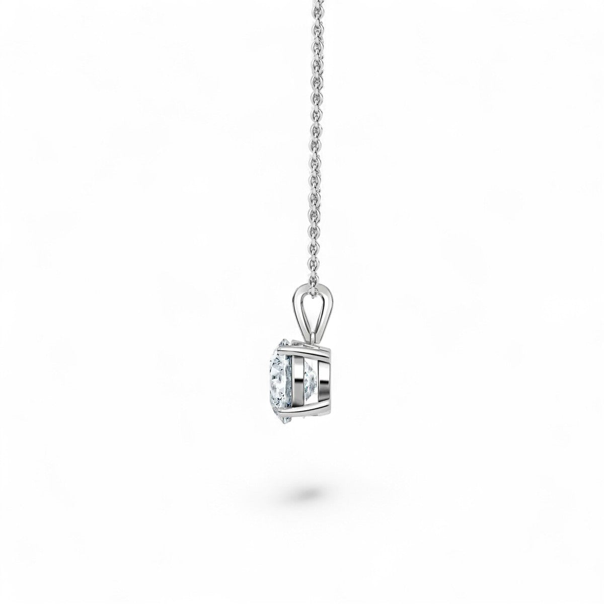 18K White Gold Round Brilliant Cut Lab Grown Diamond Pendant Necklace 1.0 - 3.0ct - Triple