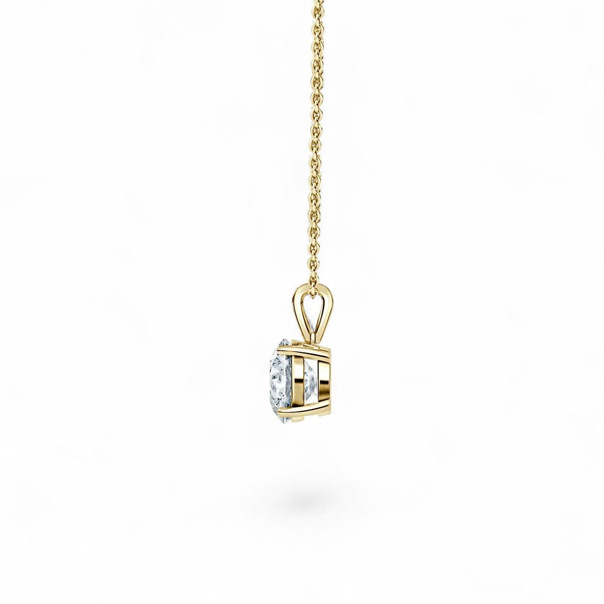 18K White Gold Round Brilliant Cut Lab Grown Diamond Pendant Necklace 1.0 - 3.0ct - Triple