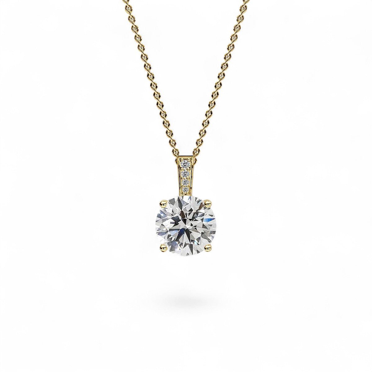 18K White Gold Round Brilliant Cut Lab Grown Diamond Pendant Necklace 1.0 - 3.0ct - Triple