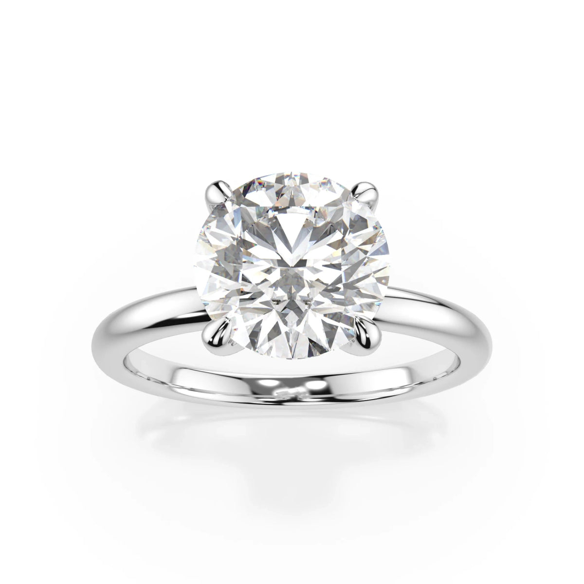 18K White Gold Round Brilliant Lab Grown Diamond Claw Prong Solitaire Ring 1.0 - 2.0ct - Triple
