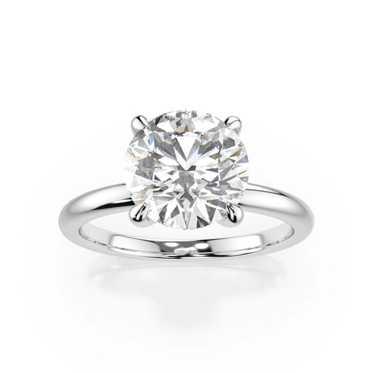 18K White Gold Round Brilliant Lab Grown Diamond Claw Prong Solitaire Ring 1.0 - 2.0ct - Triple