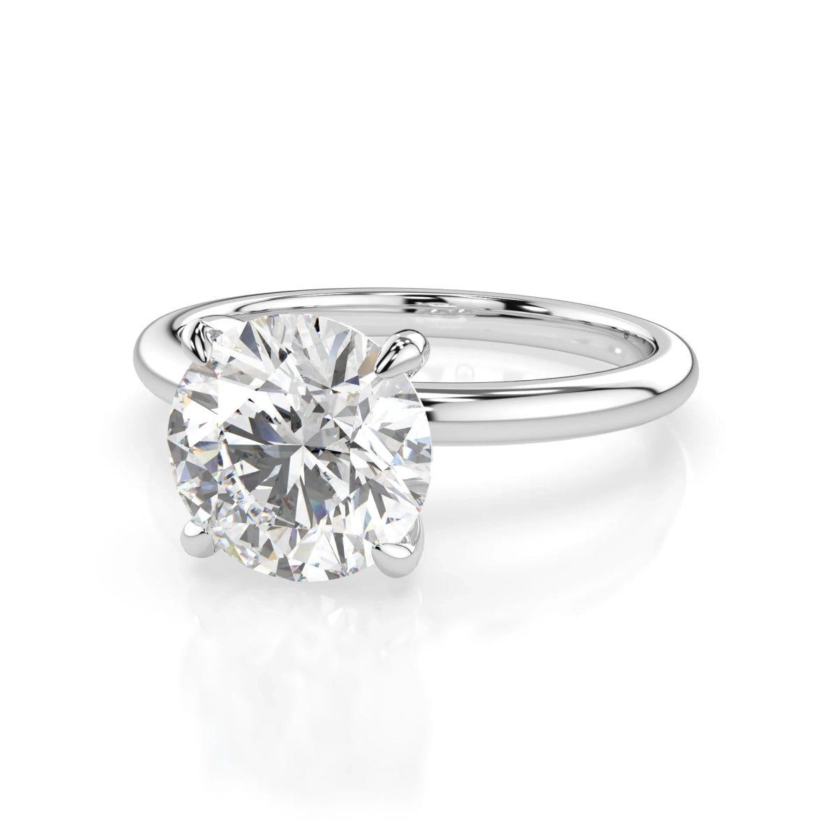 18K White Gold Round Brilliant Lab Grown Diamond Claw Prong Solitaire Ring 1.0 - 2.0ct - Triple