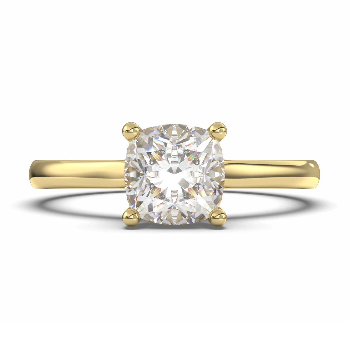 18K Yellow Classic Hidden Halo Cushion Cut Lab Grown Diamond Engagement Ring 1.0 - 2.0ct - Triple