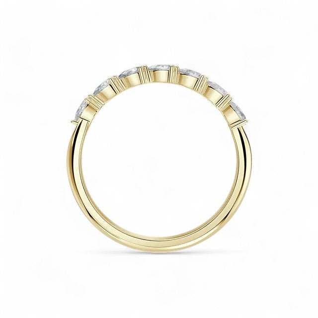 18K Yellow Gold 7 Stone Pear Cut Lab Grown Diamond Eternity Ring 1.05 - 1.75ct - Triple