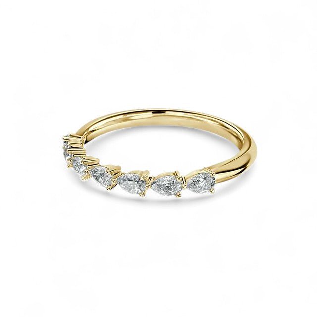 18K Yellow Gold 7 Stone Pear Cut Lab Grown Diamond Eternity Ring 1.05 - 1.75ct - Triple