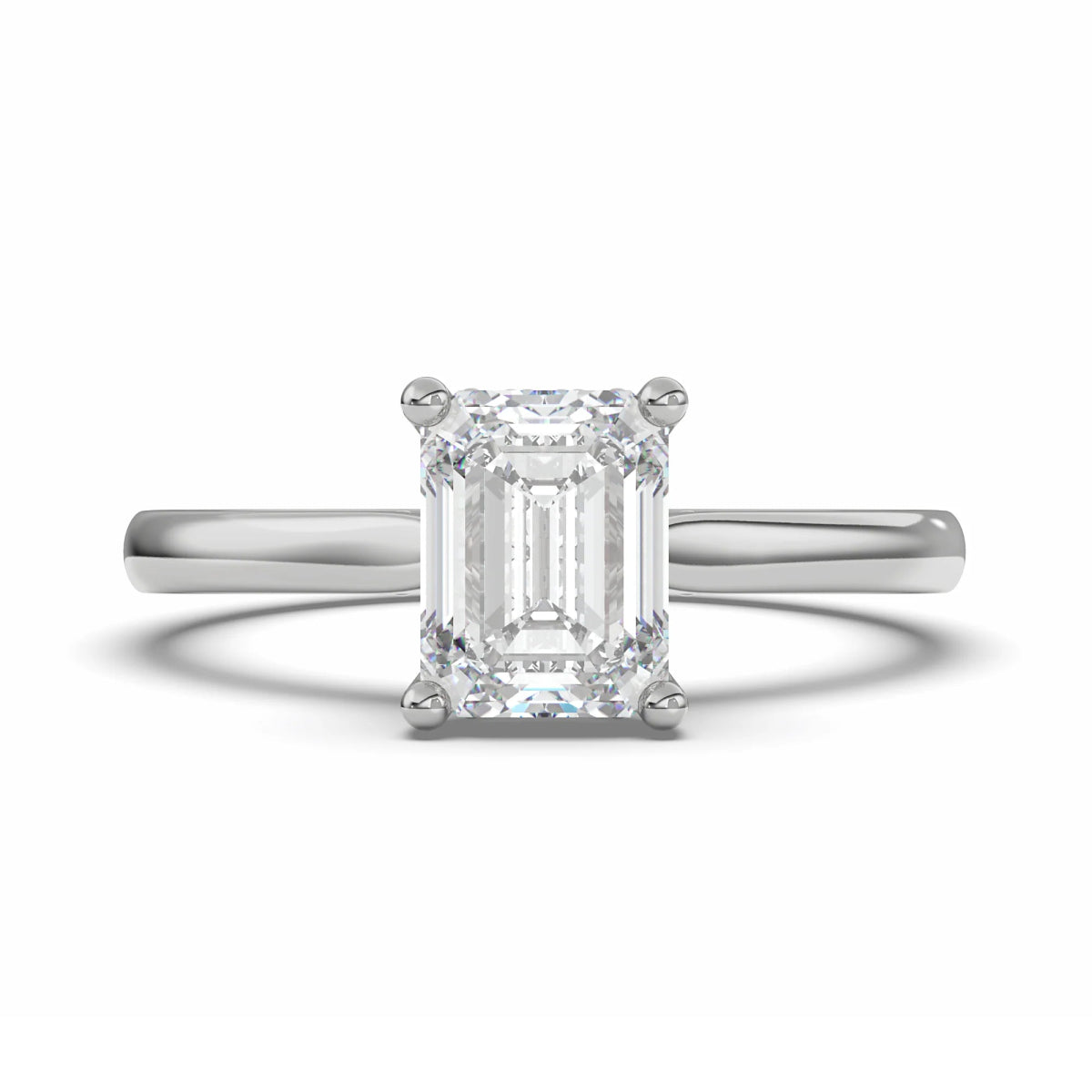 18K Yellow Gold Classic Emerald Cut Lab Grown Diamond Hidden Halo Engagement Ring 1.0 - 2.0ct - Triple
