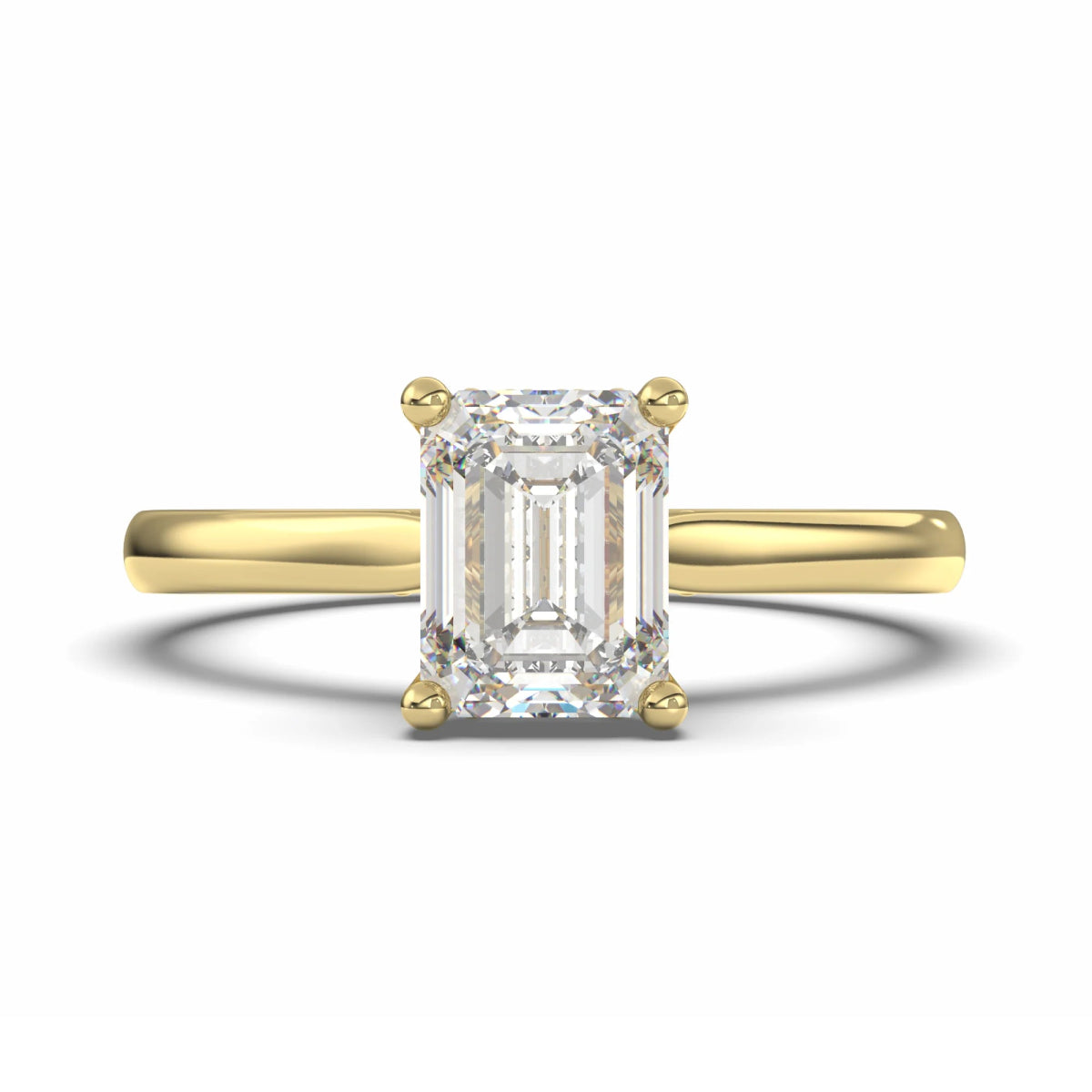 18K Yellow Gold Classic Emerald Cut Lab Grown Diamond Hidden Halo Engagement Ring 1.0 - 2.0ct - Triple