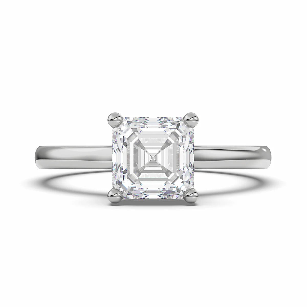 18K Yellow Gold Classic Hidden Halo Asscher Cut Lab Grown Diamond Engagement Ring 1.0 - 2.0ct - Triple