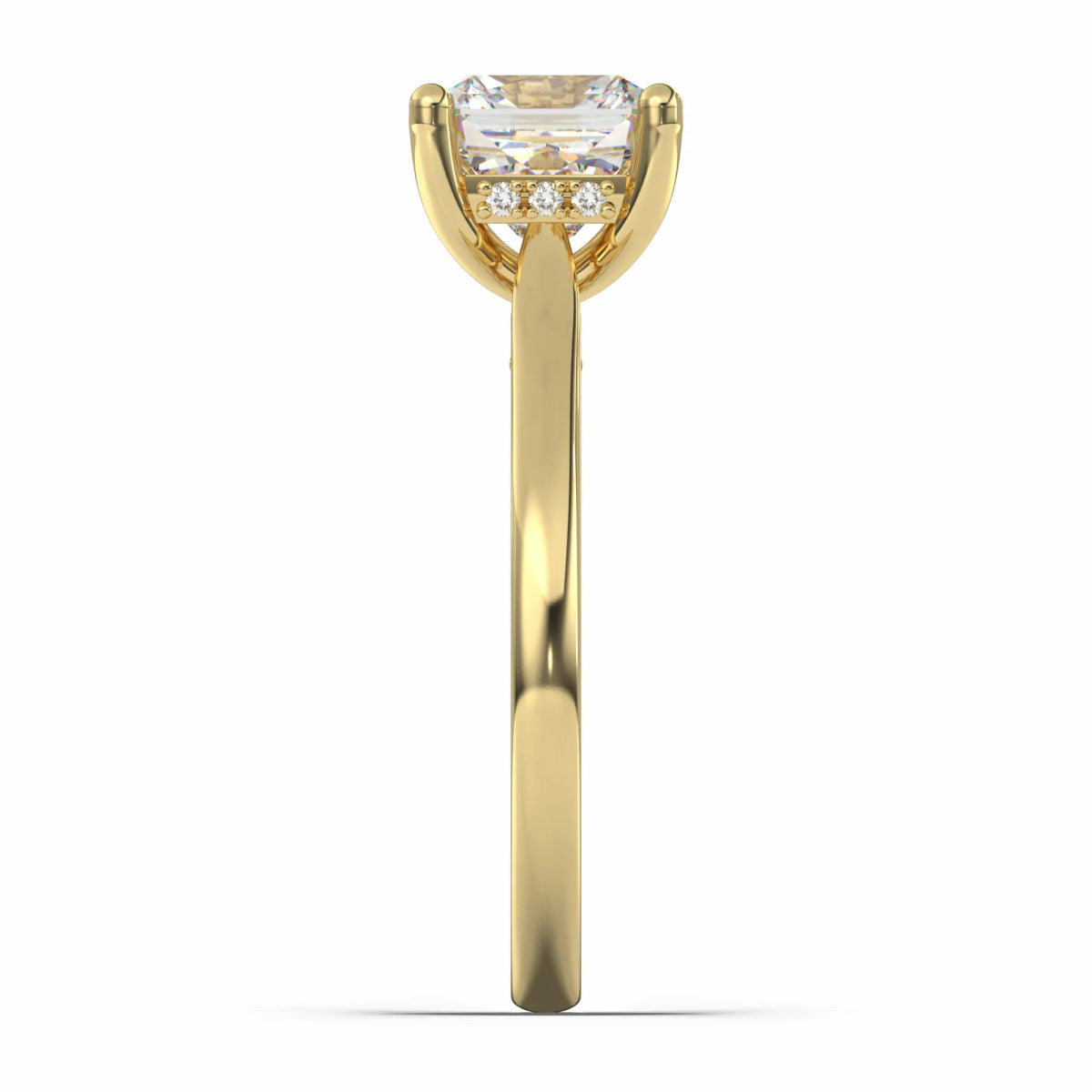 18K Yellow Gold Classic Hidden Halo Asscher Cut Lab Grown Diamond Engagement Ring 1.0 - 2.0ct - Triple