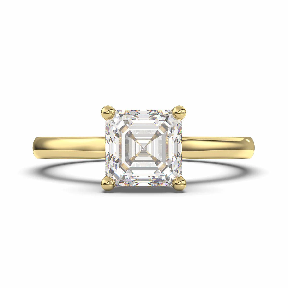 18K Yellow Gold Classic Hidden Halo Asscher Cut Lab Grown Diamond Engagement Ring 1.0 - 2.0ct - Triple